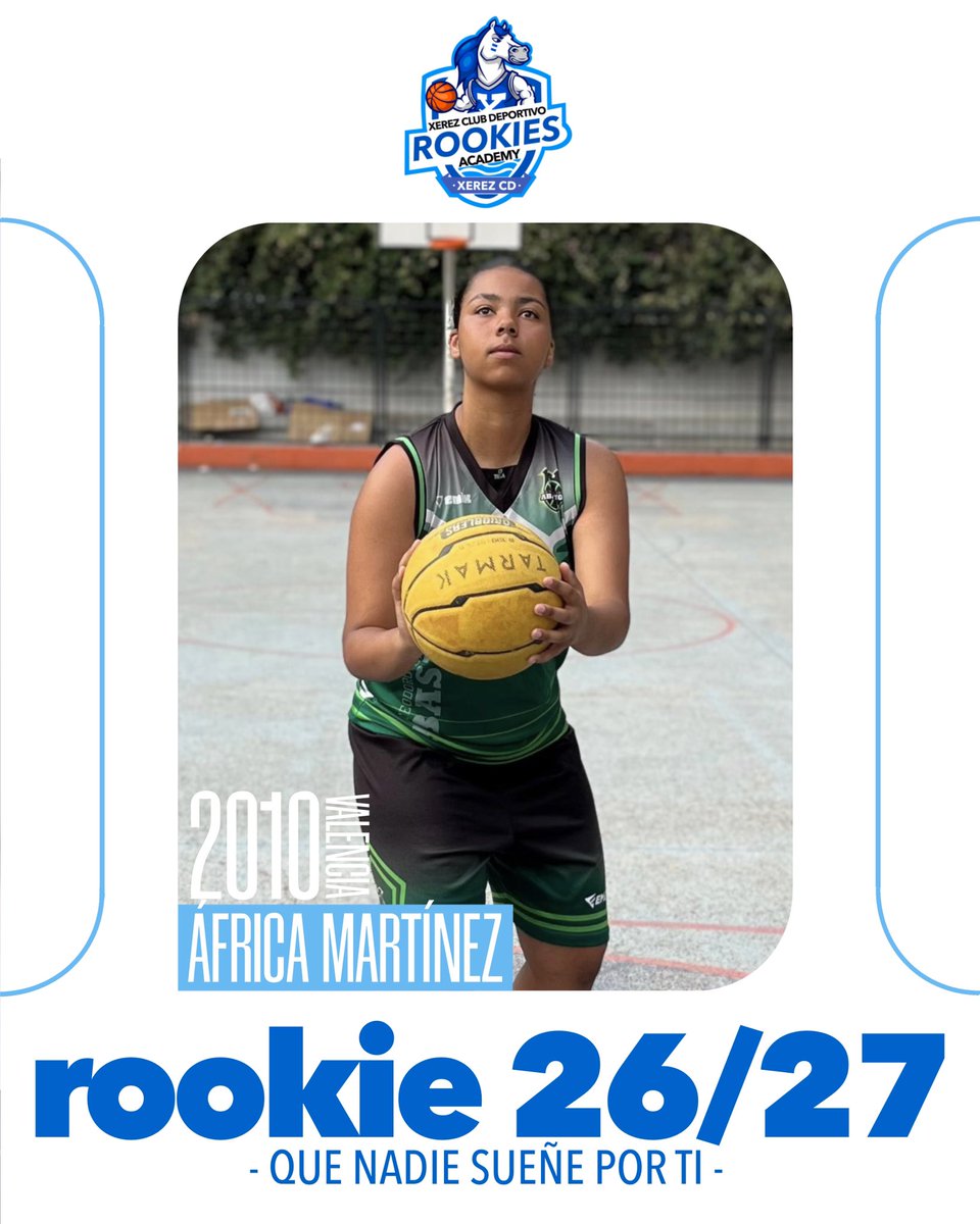 XerezCDBasket's tweet photo. 2026/27🔛 | África Martínez, Primer año en la Xerez Rookies Academy💙

👉 Nacida en Valencia en 2010, afronta su primer año en la Xerez Rookies Academy. 

👏 Tras formarse entre el CB Escolapias y el CB Abastos

🔗 ¿Quieres unirte a ella?
📞 633 419 826 

#XerezRookiesAcademy https://t.co/1a9OfvnzyC