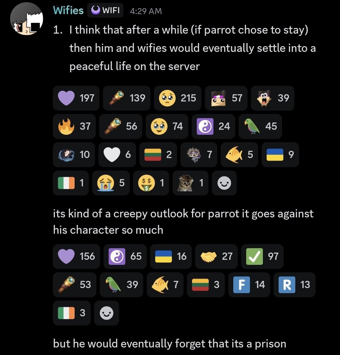freakfrags's tweet photo. This is making me think abt ⚡️ eventually getting curious abt the D1rector, and where 🦜 has dissapeared to, doing some digging and finding out about parag0n. When he finds it, 🦜 is already brainwashed and settled in with ☯️. And its so disturbing for ⚡️, to see the person he-- https://t.co/lvx4x5i0mS