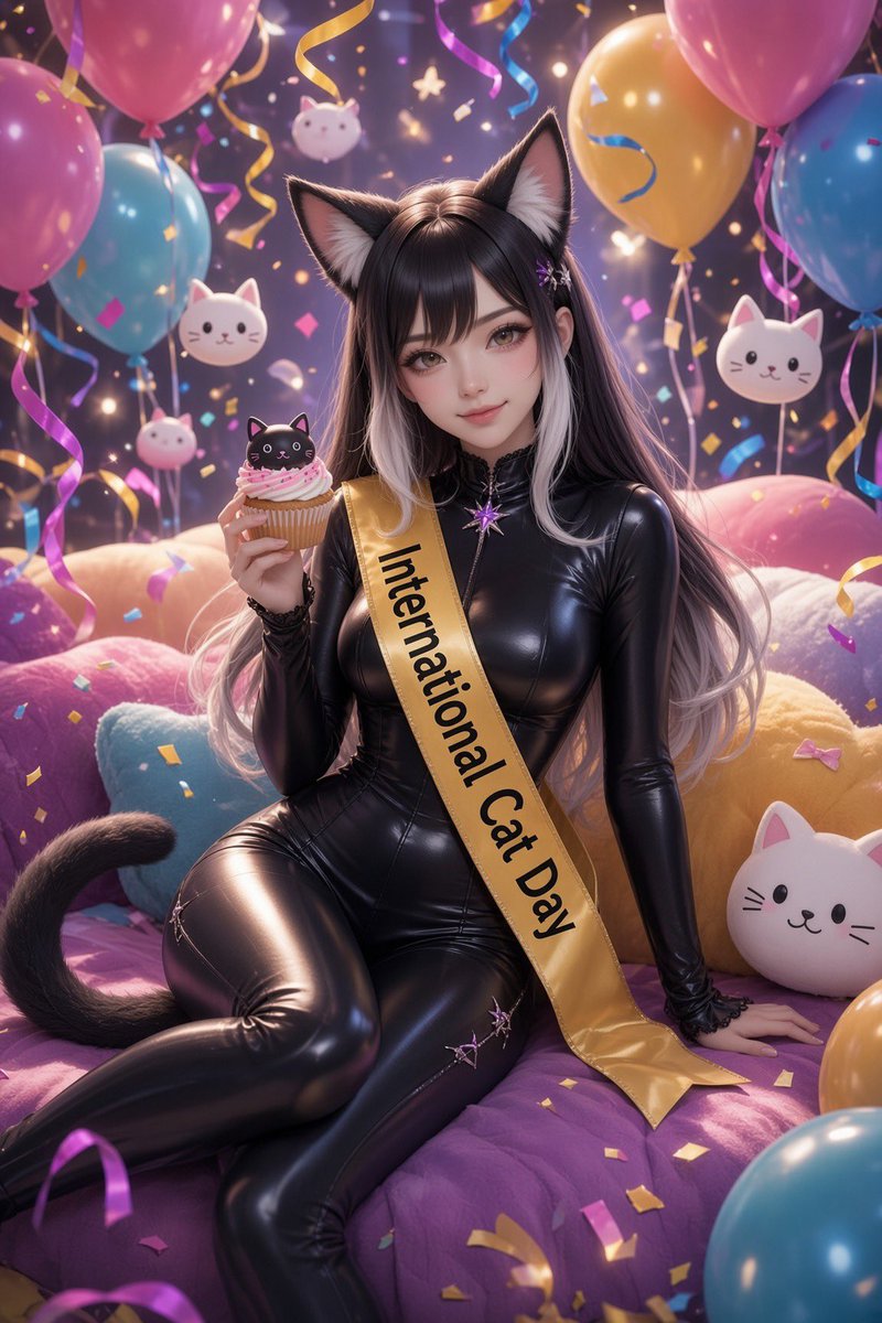 ASHIKAASH22's tweet photo. Happy International Cat Day 🐱✨
Celebrating in style with this black catsuit look. Who else is celebrating today? https://t.co/6tMWsctMIa