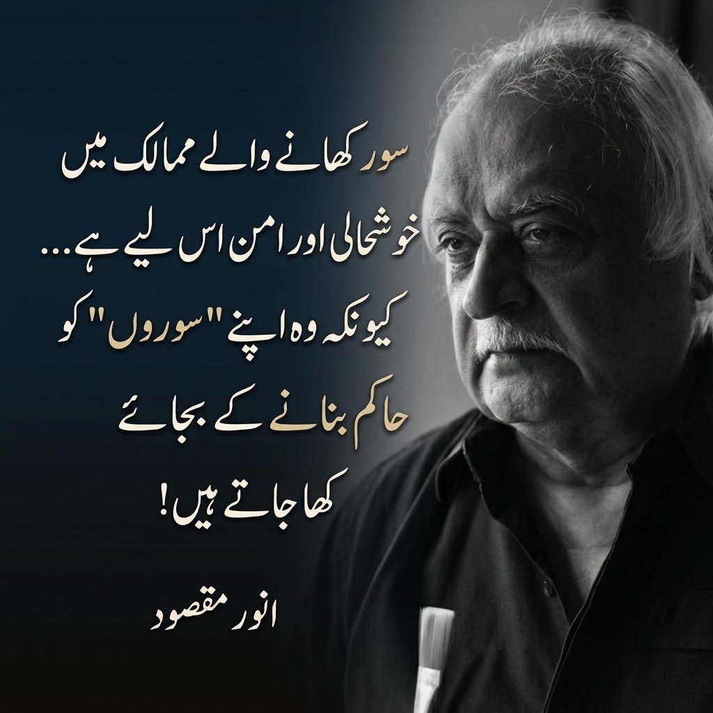ali_786_0303's tweet photo. سور کھانے والے ممالک میں خوشحالی اور امن اس لیے ہے...
کیونکہ وہ اپنے "سوروں" کو حاکم بنانے کے بجائے کھا جاتے ہیں! 
انور مقصود
#AnwarMaqsood #UrduQuotes #DeepWords #TrueLines #BitterTruth #Quotes #UrduAdab #Satire #wordsofwisdom @AIHighlight https://t.co/rRufheTAmw