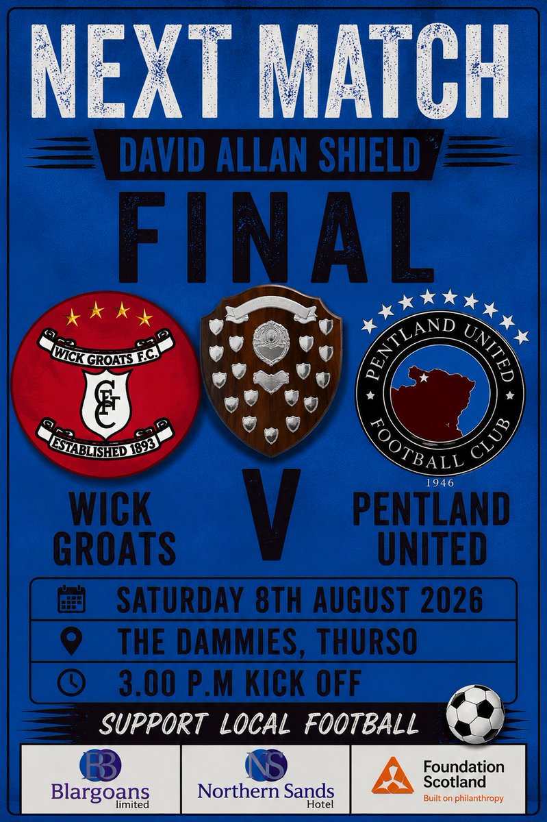 PentlandUnited's tweet photo. IT'S MATCHDAY. Stabbs take on Wick Groats in The David Allan Shield Final at The Dammies, Thurso with a 3 p.m kick off #PUFC #Stabbs #DAShield https://t.co/H6MTOYQTW7