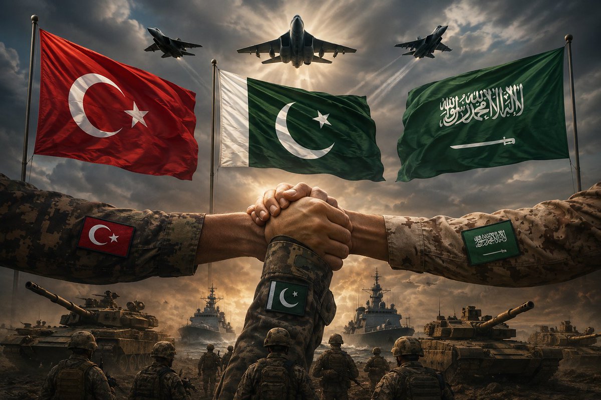 TheunknownMenpk's tweet photo. #BREAKING: Türkiye says it would mobilize its full military capability if Pakistan 🇵🇰 or Saudi Arabia 🇸🇦 came under armed attack, according to the Turkish Ministry of Defence.
🇹🇷🇵🇰🇸🇦 A powerful message of mutual defence. https://t.co/IwY4YgO7to