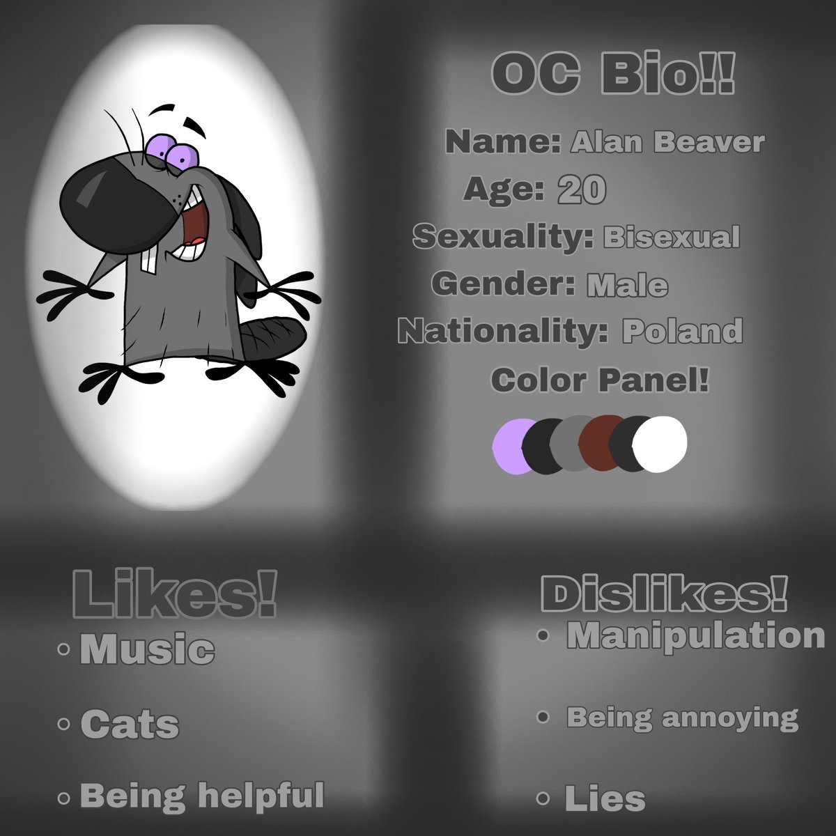 bugnoirsk1's tweet photo. New Alan Beaver's Bio! 🦫🥹
The old one was so outdated, so i decided to do new one! (Finally)...
#angrybeavers #theangrybeavers #oc #alanbeaver https://t.co/fgF3FgpwKO