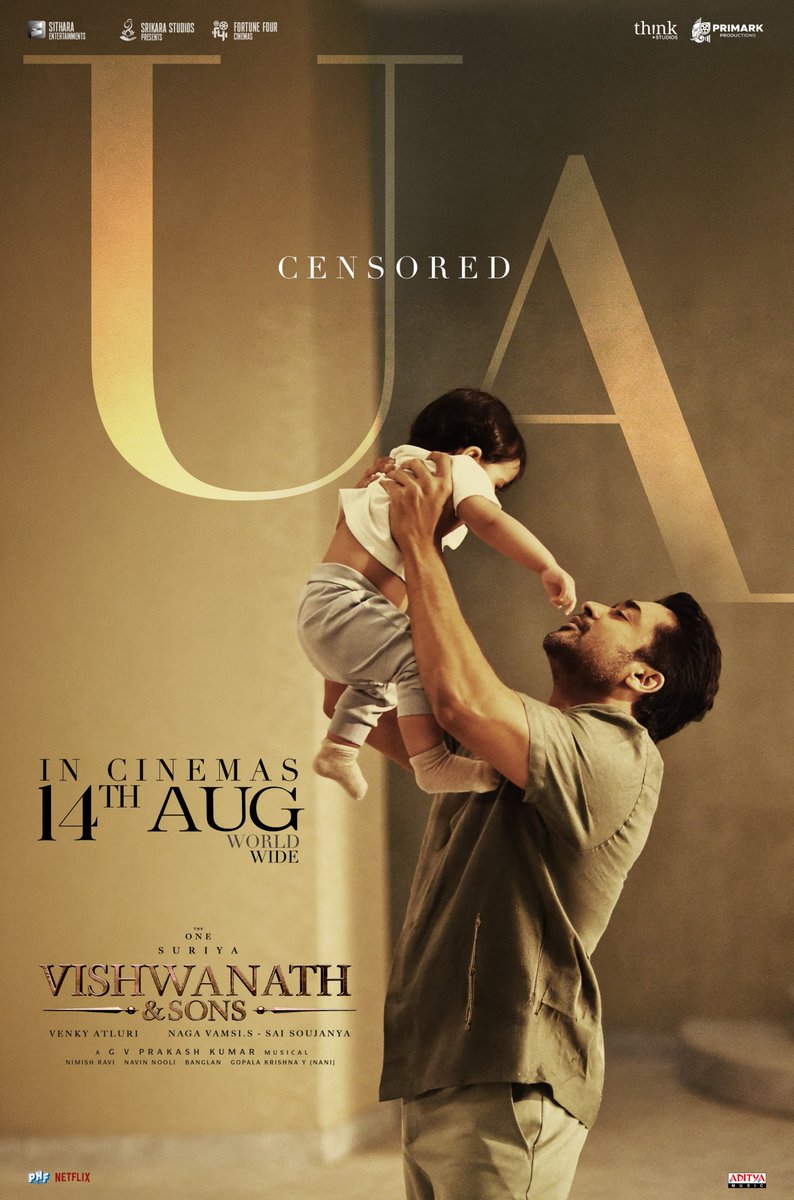p_jegatha's tweet photo. U/A CERTIFIED ❤️

A beautiful family entertainer ready to bring everyone together in cinemas this AUGUST 14th 😍🫶🏻

#VishwanathAndSons #VASonAUG14th 

@Suriya_offl #VenkyAtluri @_mamithabaiju @realradikaa @TandonRaveena @gvprakash @vamsi84 @NavinNooli @NimishRavi https://t.co/wvaT7xQYS6