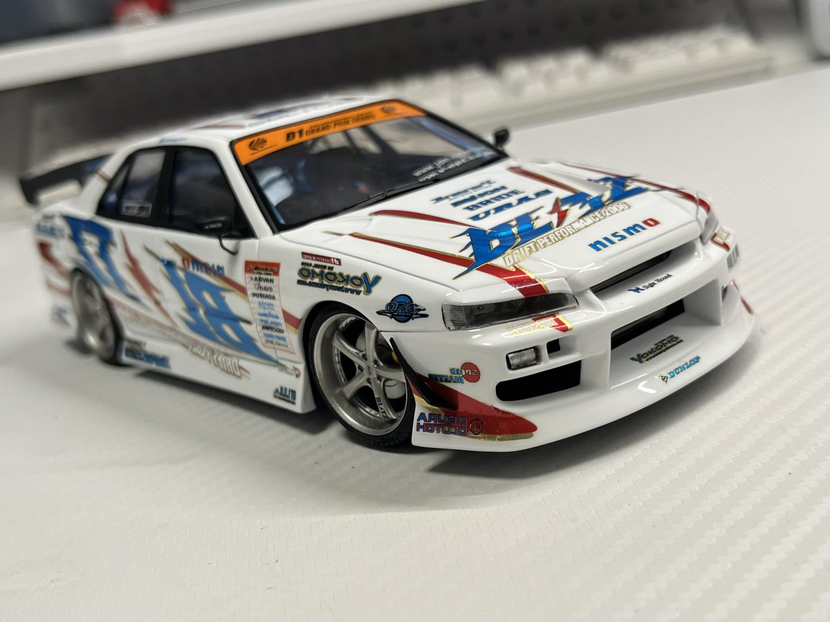 N180SXG's tweet photo. のむけんの愛機 ブリッツのER34 2006ver 無事に完成しました。
キットのデカールは使い物にならなかったためツテを使いデカール製作を依頼。
満足のいく仕上がりとなりました。 https://t.co/9e5LyoCtQ5