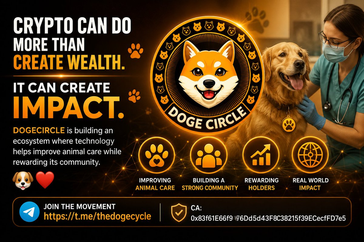 dogecycyleb's tweet photo. Crypto can do more than create wealth.
It can create impact.
DOGECIRCLE is building an ecosystem where technology helps improve animal care while rewarding its community.
🐶❤️
https://t.co/WsuICiVKAi
CA: 0x83f61E66f9A76Dd5d43F8C38215f39ECecfFD7e5 https://t.co/czqNVWvvgL