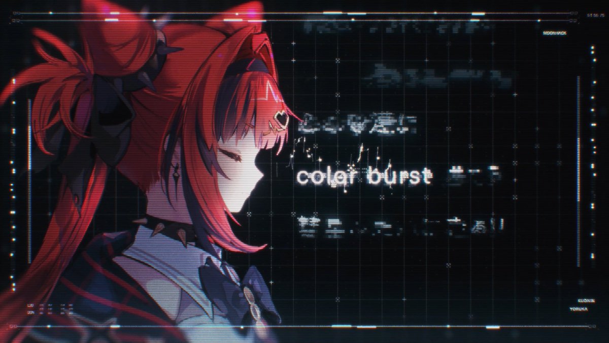 MoonHack2125's tweet photo. 【MV第1弾公開】

🌕COLOR BURST
作詞：Hiroki Katayama (ウキヨネ)
作曲/編曲：Koyo Ogawa (ウキヨネ)
歌：久遠院夜歌（桃禾彩生）

https://t.co/Xq3MZSZceW

#ムーンハック
#ムンハク https://t.co/XwotXE9g8E