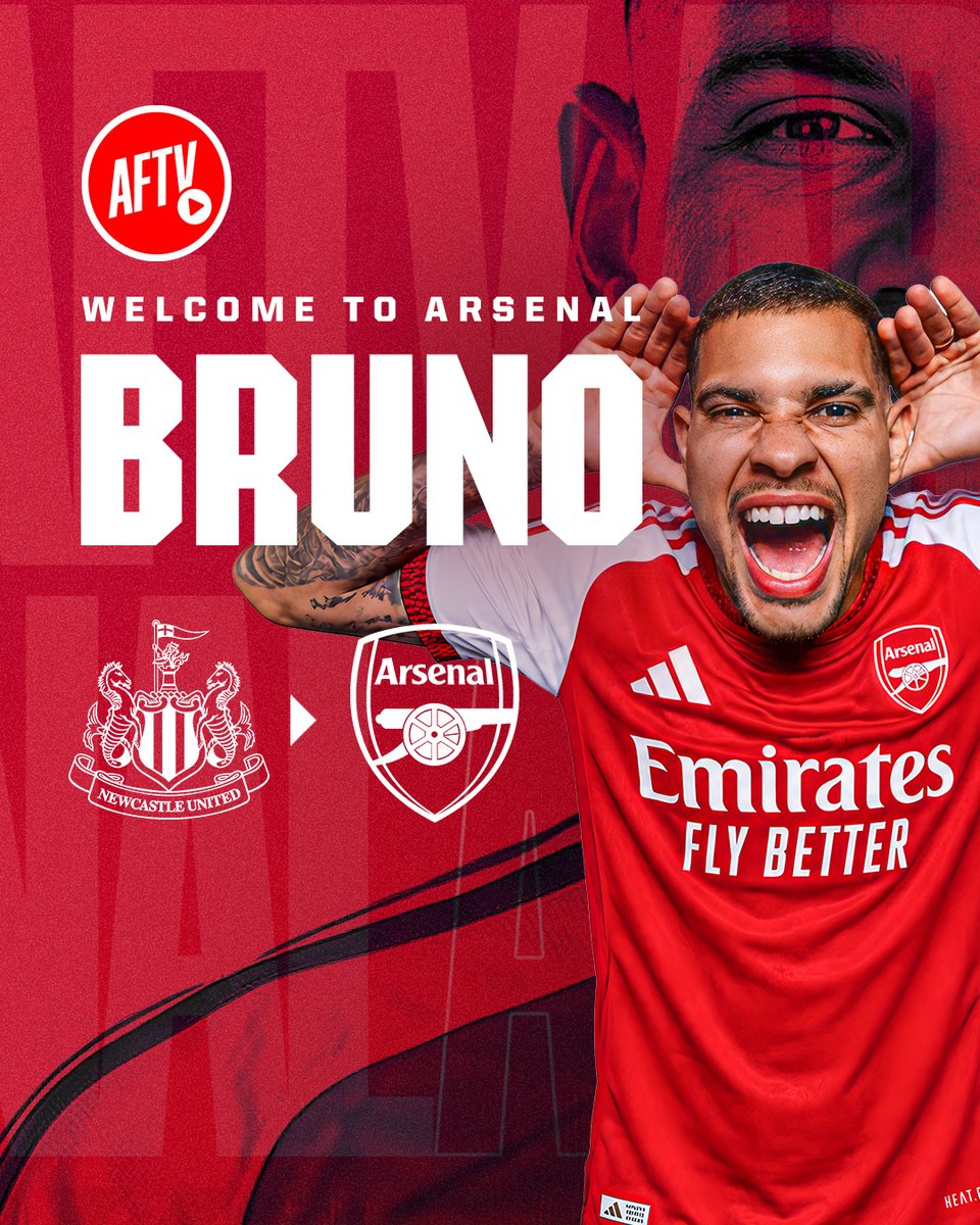 AFTVMedia's tweet photo. 🚨 𝐎𝐅𝐅𝐈𝐂𝐈𝐀𝐋: Bruno Guimarães has signed for Arsenal! ✍️

One of the Premier League’s 𝐁𝐄𝐒𝐓 midfielders is now a Gunner as we make another 𝐇𝐔𝐆𝐄 statement ahead of the new season! 🇧🇷🔥

Welcome to The Arsenal, Bruno Guimarães! ❤️🤍 https://t.co/TpAoplRJM0