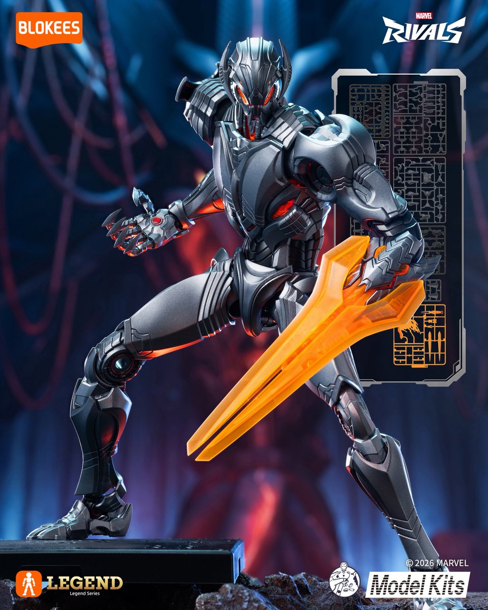 blokees_jp's tweet photo. ブロッキーズ LEGEND EDITION
『ウルトロン』

全高20センチの迫力あるサイズ感で、際立つ存在感を演出。全身に多数の可動ポイントを備え、ダイナミックなポージングが可能⚙️

エネルギーシールドやレーザーブレードなど豊富なオプションパーツに加え、専用王座も付属。迫力あるアクションシーンから王座に腰掛けた威圧感あふれる姿まで、ウルトロンならではの魅力を存分に楽しめる！

8月28日(金)発売！
各取扱店舗・インターネットショップにて予約受付中🛒

＊本商品の正規販売対象地域には日本が含まれます。

#ブロッキーズ
#BLOKEES
#マーベルライバルズ
#ウルトロン