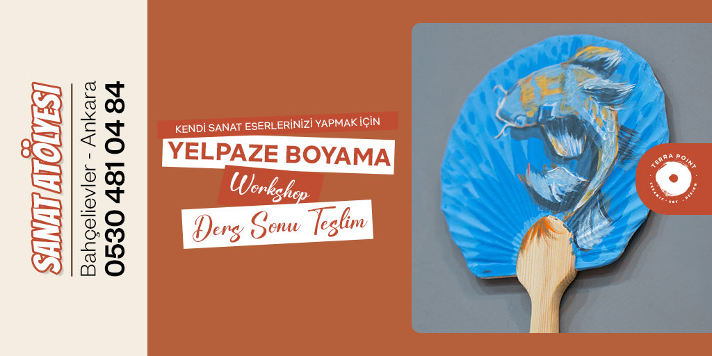 terrapointart's tweet photo. Tasarla, boya ve ders sonunda hemen teslim al! 🪭✨
Terra Point Sanat Atölyesi’nde fırınlama beklemeden kendi eserinizi oluşturacağınız Yelpaze Boyama Workshopbaşladı! Yaratıcılığınızı renklere dönüştürmek ve yerinizi ayırtmak için bize ulaşın. 🎨
📍 Bahçelievler / Ankara https://t.co/3kh0g86tPW