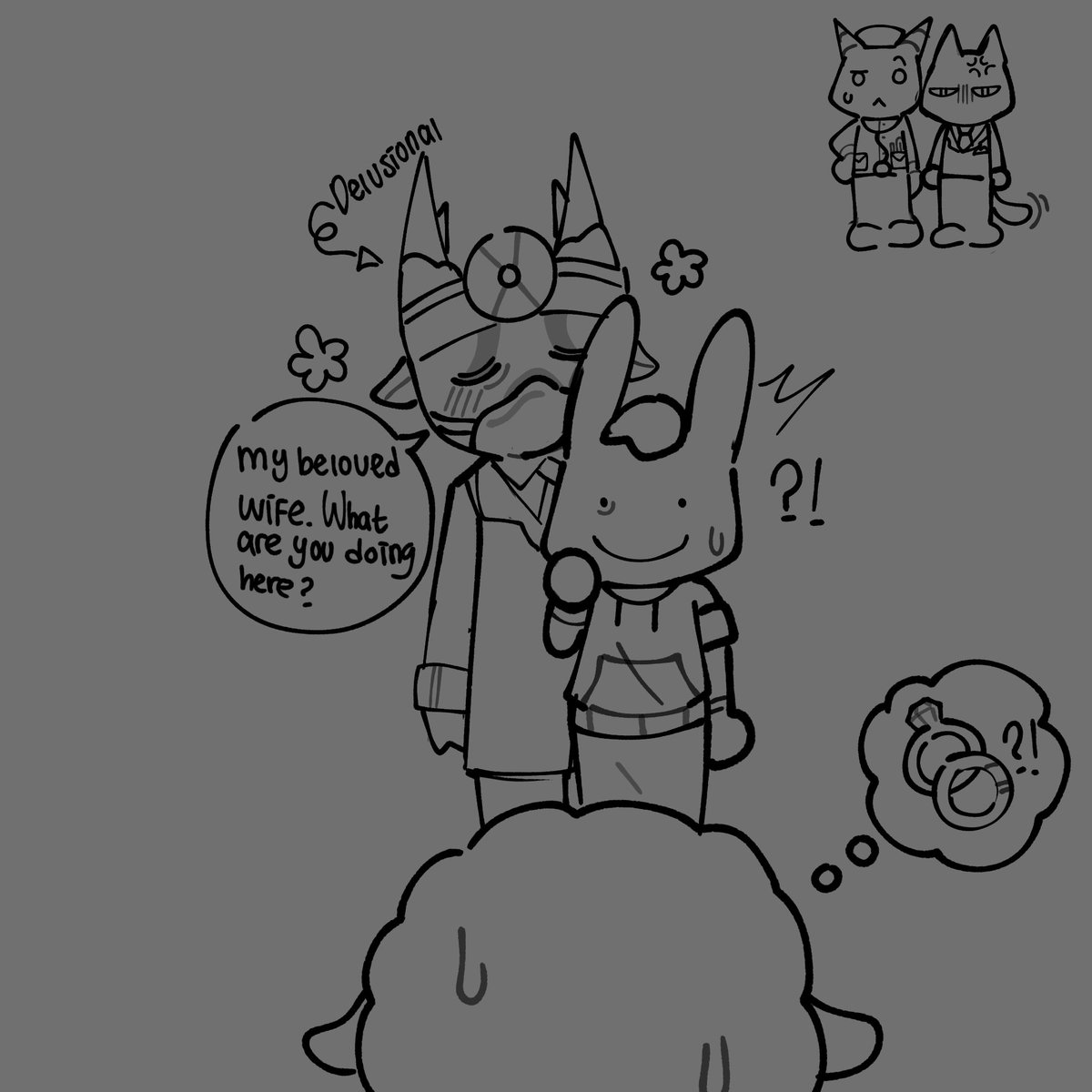 sweetmeltedchez's tweet photo. I see someone say that the reason Dr. Harlow keep Intern as an employee at the hospital it because they reminds him of his wife's (idk if his wife dead or alive) 
#animalhospital #haltern (?) #animalhospitalanomaly #secretintern https://t.co/Yjm31iQv9x