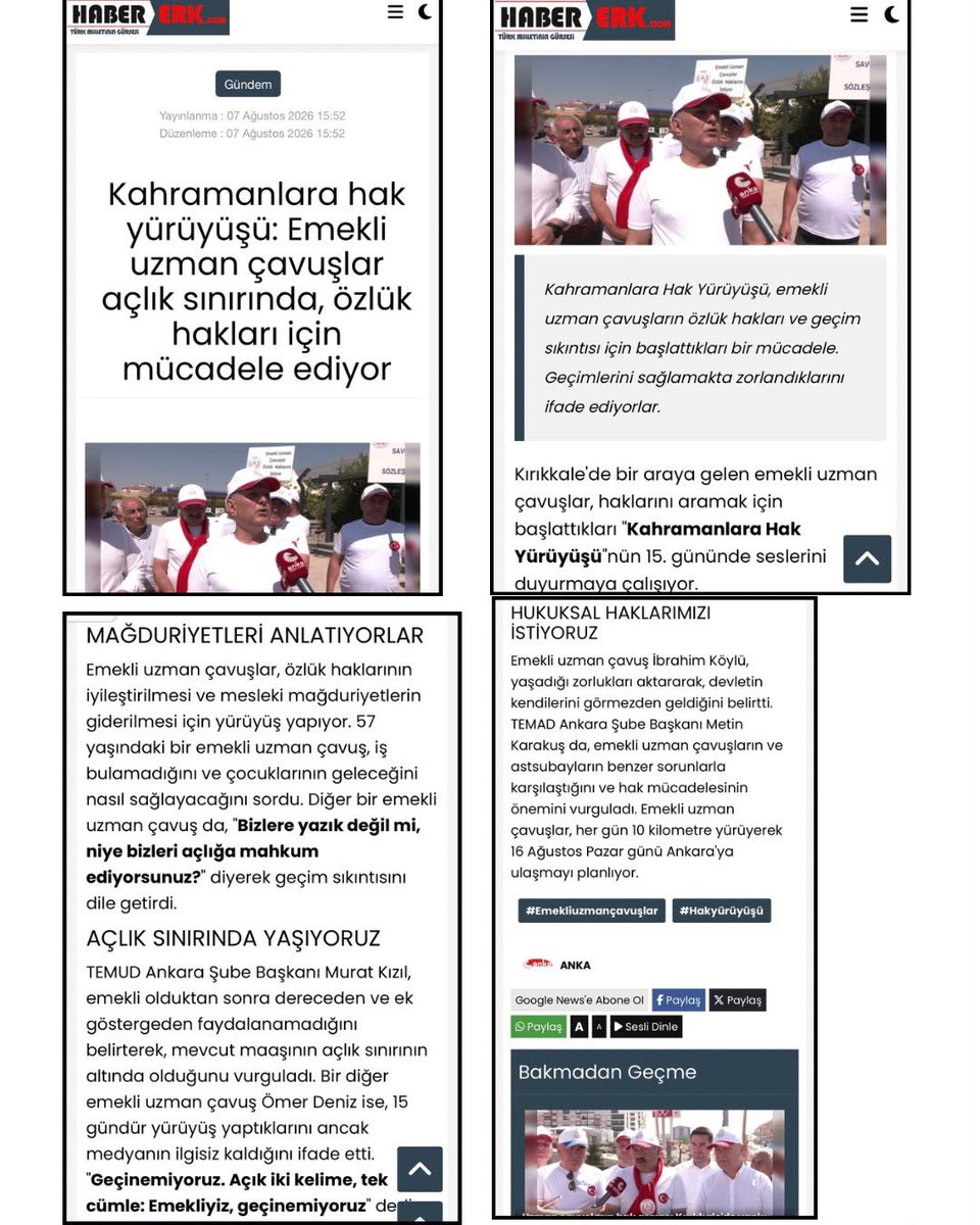 alitilkici38's tweet photo. Kahraman Uzman Çavuşlarımızın özlük hakları için başlattığımız #KahramanlaraHakYürüyüşü mücadelemize yer veren, sesimizi kamuoyuna duyuran https://t.co/EI5WCmeJib ailesine TEMUD adına teşekkür ediyoruz.

Haklı davamızı ve mücadelemizi cesaretle kamuoyuna taşıyan, bizlerin sesini duyuran tüm basın mensuplarının emeğini ve desteğini önemsiyoruz.

Haberi okumak için:

https://t.co/Mfuaj1YaJJ

#KahramanlaraHakYürüyüşü #UzmanÇavuş #TEMUD #HABERERK
@TEMUD_2024