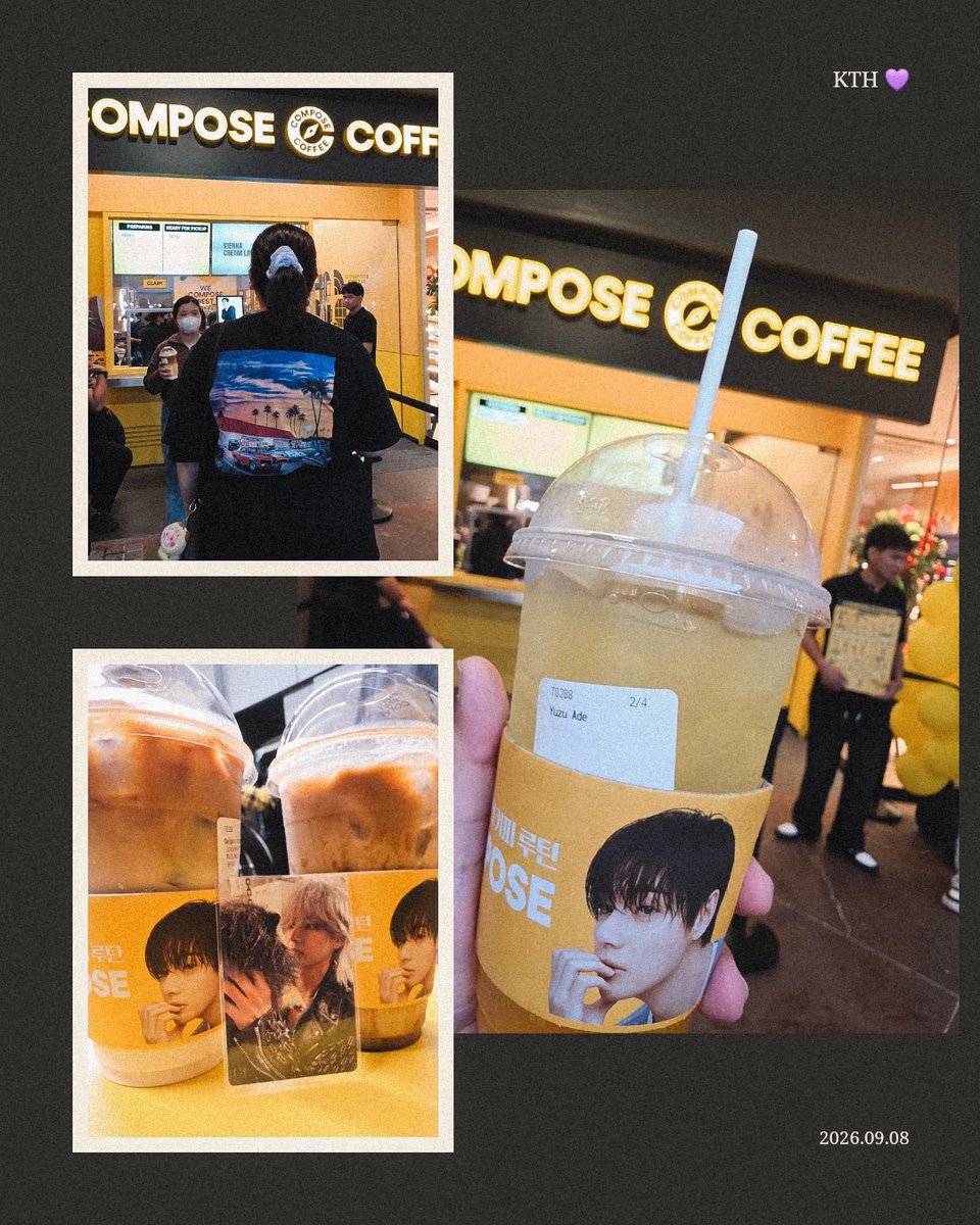 greywinterbear's tweet photo. Lucky to catch this before flying home 💜💜 The traffic and the rain didn't stop me to see my boy! @composecoffeeph

P.S. @taehyungtuesday flowers were so beautiful. So proud of Tae's fanbases for always supporting his projects. 💜

#TaehyungxComposeCoffee
#VxComposeCoffee https://t.co/O2KMRn7L5s
