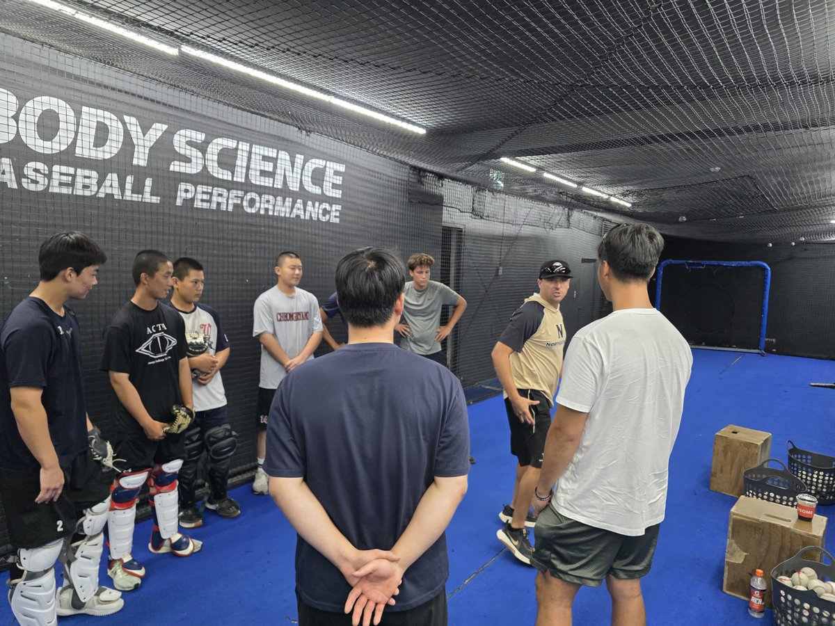 BsbNortheastern's tweet photo. Got to see a local high school facility today, as well as work &amp; interact with local Korean athletes of all ages at Body Science indoor facility, where the @KrossProBB athletes train. Awesome experience to see how baseball is similar, yet different, half way around the world! https://t.co/KfBLgXLr9i