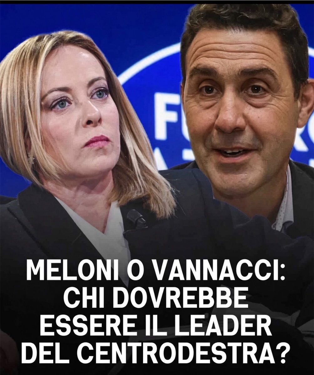 MohoNetwork's tweet photo. Ecco il post corretto e un po’ più fluido:

Meloni e Vannacci rappresentano due figure molto diverse all’interno del centrodestra italiano.
Da una parte c’è la premier Giorgia Meloni, alla guida del governo; 
dall’altra il generale Roberto Vannacci, diventato un punto di riferimento per molti elettori.
Il confronto tra i due apre un dibattito sul futuro della leadership del centrodestra. Chi dovrebbe essere il leader? Dite la vostra.