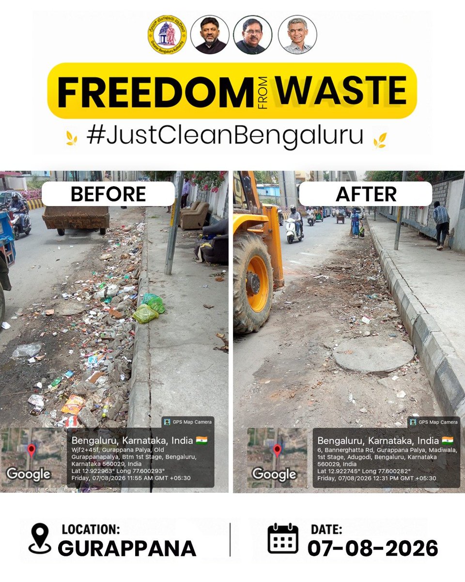 krishnabgowda's tweet photo. Our mission is to build a Better Bengaluru !
Hence, we are working relentlessly to make to make public spaces across Bengaluru cleaner, greener, and more beautiful.
#FreedomFromWaste #JustCleanBengaluru https://t.co/KqFUuZ78tP