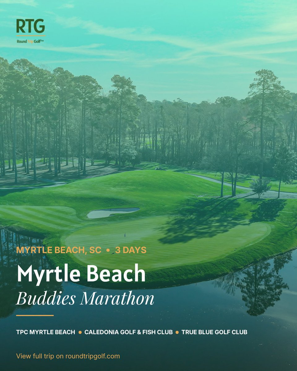 roundtripgolf's tweet photo. Myrtle Beach Buddies Marathon ⛳

3 days. TPC → Caledonia → True Blue.
Maximum rounds. Easy nights. One shared plan for the crew.

Open it → customize it:
https://t.co/EJ1LaSOmYY https://t.co/bKb1ODMDuu