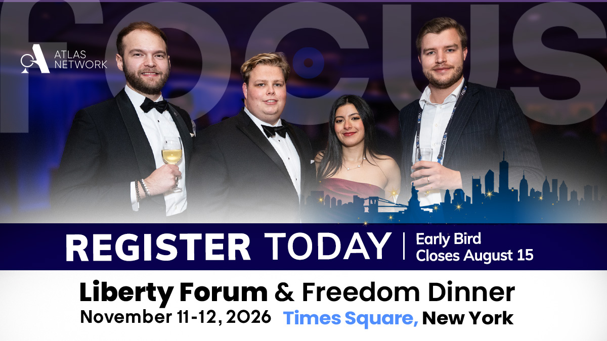 AtlasNetwork's tweet photo. One week left to save 20% on Liberty Forum & Freedom Dinner.

From a distance, the worldwide freedom movement can feel abstract.

In the room, it becomes real.

You meet the people behind the ideas. You hear firsthand what they are working to change. You exchange perspectives with leaders and supporters from more than 60 countries—and experience what it feels like to be part of a worldwide community advancing freedom.

As Atlas Network supporter Marion Mitchell puts it:

“At Atlas Network events it’s so easy to make connections. It’s exhilarating to meet heroes of freedom.”

This November 11–12 in New York City, be in the room with the people moving freedom forward.

Meet them. Learn from them. Celebrate alongside them.

Early-bird pricing ends August 15. Register for Liberty Forum & Freedom Dinner together by the deadline to save 20%.

👉 https://t.co/XMa5FzUaCZ