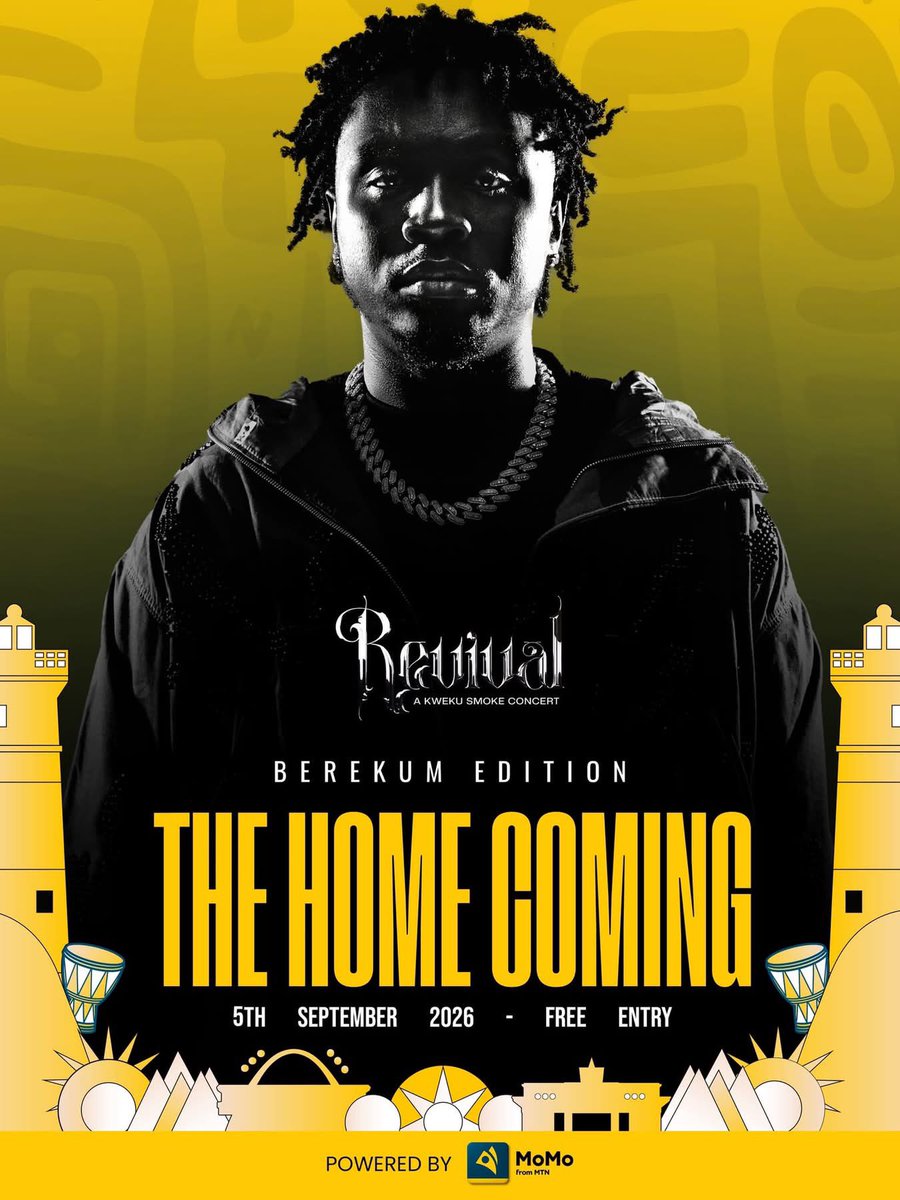 Fredo100_'s tweet photo. 🚨🔥 CONFIRMED! Kwaku Smoke Reveal Concert is coming to Berekum this September! 🇬🇭💨
Get ready for a night of massive vibes, music & entertainment! 🎶🔥
📍 Berekum
📅 September 2026
More details soon. Stay locked! 👀🚨
#KwakuSmoke #Berekum #Bono #GhanaEntertainment https://t.co/FqhRtGzp1M