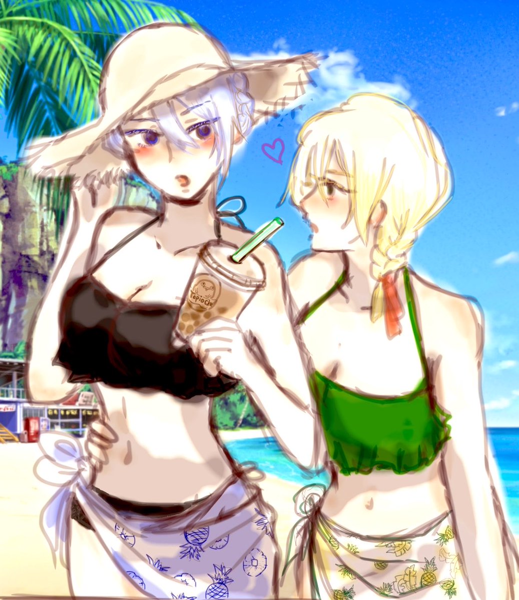 tapiokahonmaru's tweet photo. 夏ぽいくにちょぎ（3枚目にょた♀）過去絵でも上げておくぜ…（再放送祭） https://t.co/QDystYF4LO