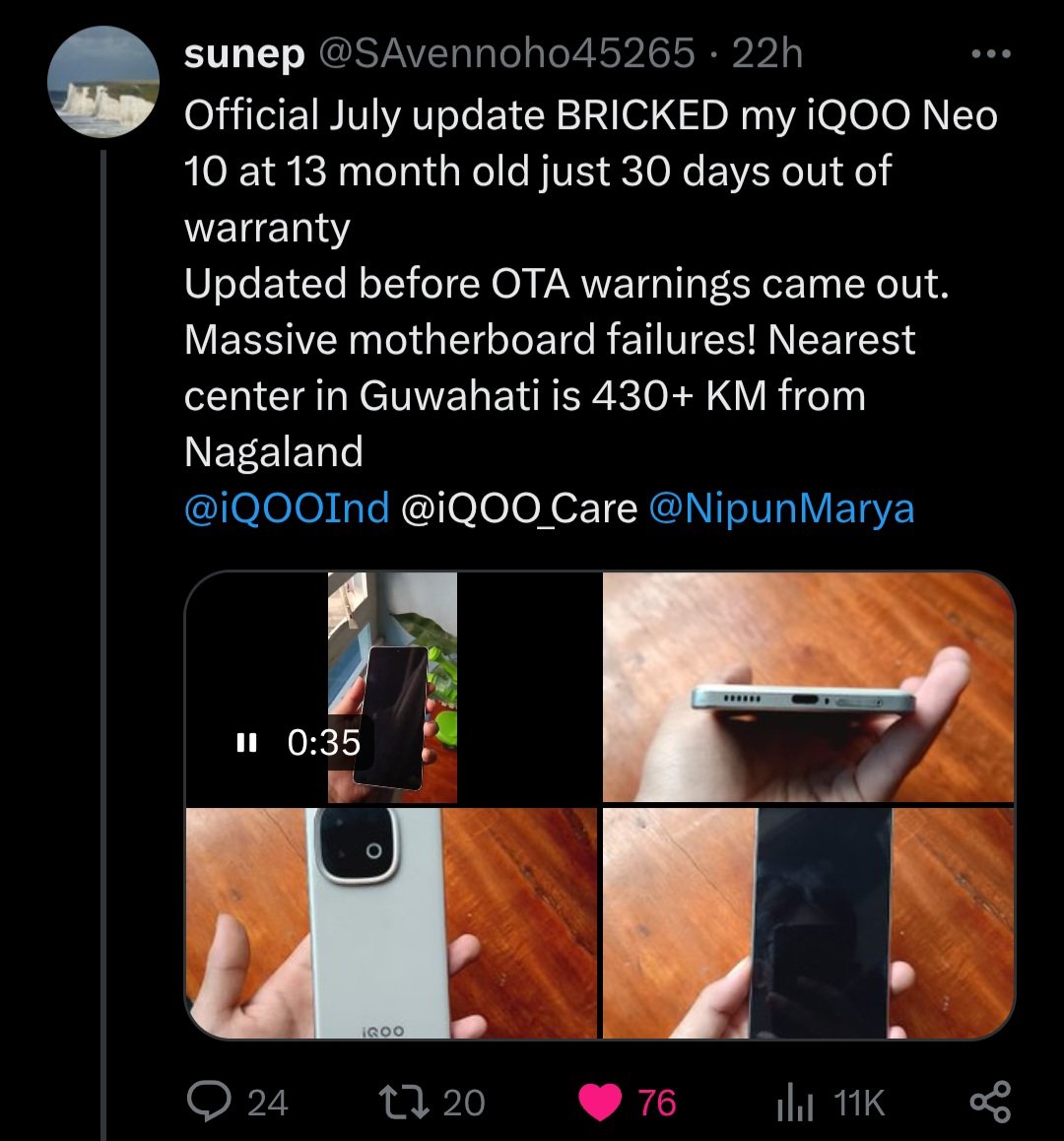 Gadgetsdata's tweet photo. iQOO Neo 10 Series users be cautious :

Many iQOO Neo 10 and iQOO Neo 10R and getting bricked after updating‼️⚠️

So, if you're using the device, do not update it...

If your device get bricked after updating, iQOO is asking to pay the price to fix it...

Because this is the issue with motherboard so it's a hefty amount for many users and also know this :

iQOO is offering some discount for iQOO Neo 10 Series users if their device got bricked due to the update‼️