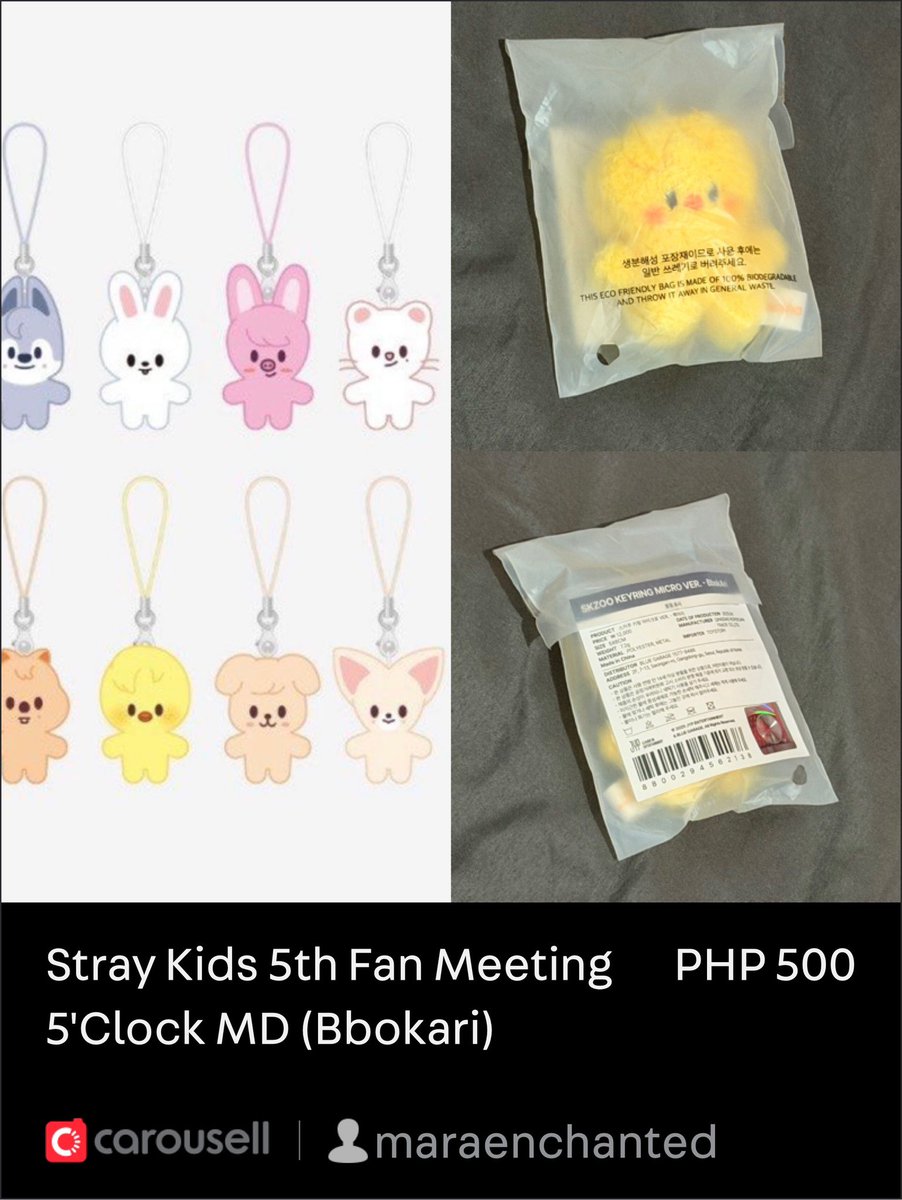 MaraEnchanted's tweet photo. wts lfb skz ph

✨official merch for sale (all new)

• bbokkari keyring ₱500
• rain fairy + id holder + sticker ₱150
• skzoo jibbits ₱800

🏷️ stray kids bang chan lee know changbin hyunjin han felix seungmin in https://t.co/Yd6e2uDSiX