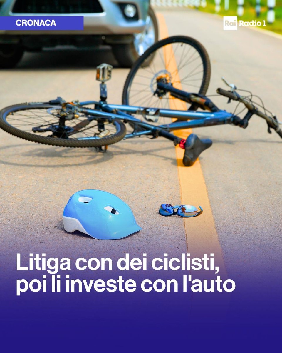 Radio1Rai's tweet photo. 🔵Un #automobilista ha #investito deliberatamente un gruppo di #ciclisti, a Lanzo Torinese, dopo una lite per futili motivi. 4 le persone ferite, 1 è in prognosi riservata. L'uomo, 70enne, si è poi presentato spontaneamente ai Carabinieri. https://t.co/Vu5CJcLePE