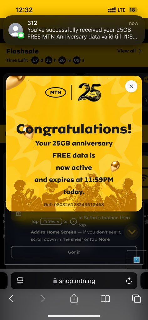 Irunm0le's tweet photo. Since the MTN app is having issues redeeming the 25GB offer, go to the MTN eShop online https://t.co/5uBsrlMA2t  and open it in Incognito Mode. Once the page loads, you should see the 25GB offer available for redemption. https://t.co/4jvFxAwiZR