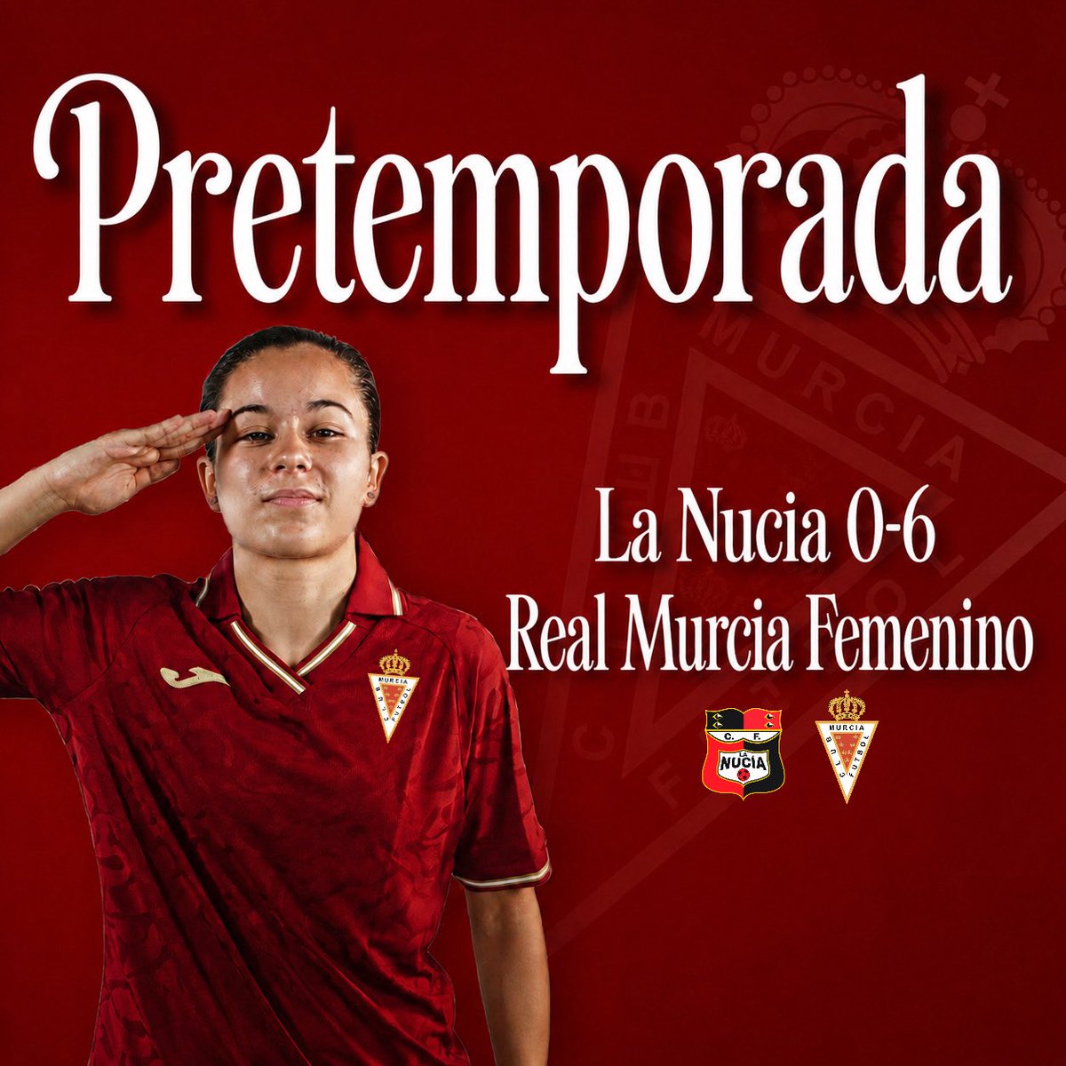 realmurciafeme's tweet photo. ✅ ¡Primer amistoso de la pretemporada completado! 

🫡 Buenas sensaciones y 𝐯𝐢𝐜𝐭𝐨𝐫𝐢𝐚 🆚 La Nucía por 0-6 

⚽️⚽️ @laura_ms01 
⚽️ Ángela Bravo 
⚽️ Laura Bastida 
⚽️ @angelamrls7 
⚽️ @victoriaapprr https://t.co/n95uTLVTPK