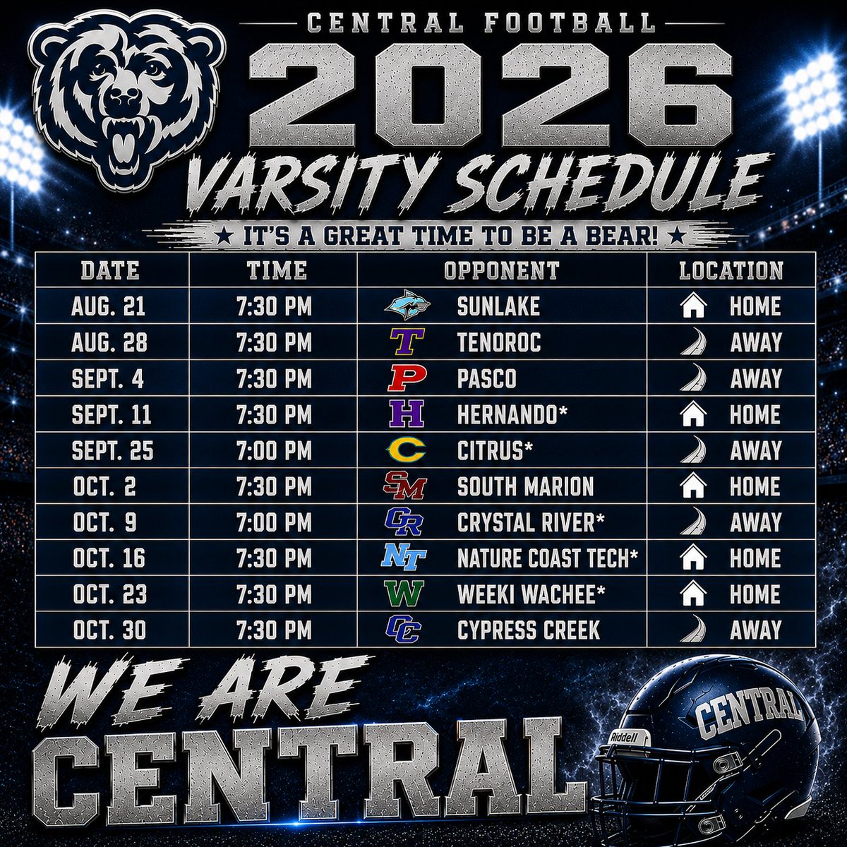 Coachjrp's tweet photo. Kickoff Classic Game Friday Night @ Fivay 7:30 pm. It's a Great time to be a bear. WE ARE CENTRAL. #wedothat https://t.co/BqL1y3LGyZ