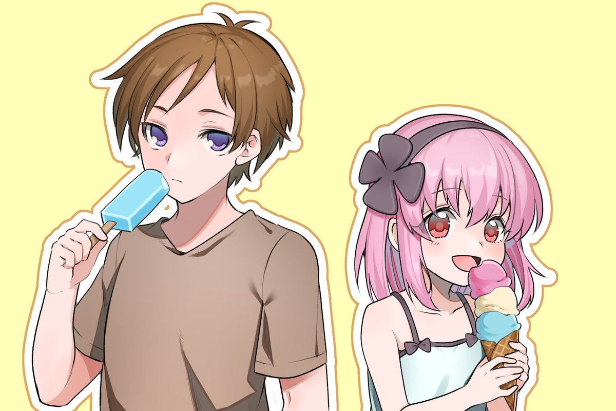 mamemaru09's tweet photo. アイス食べてる月宮とさくら氏 https://t.co/9g14pqIuiP