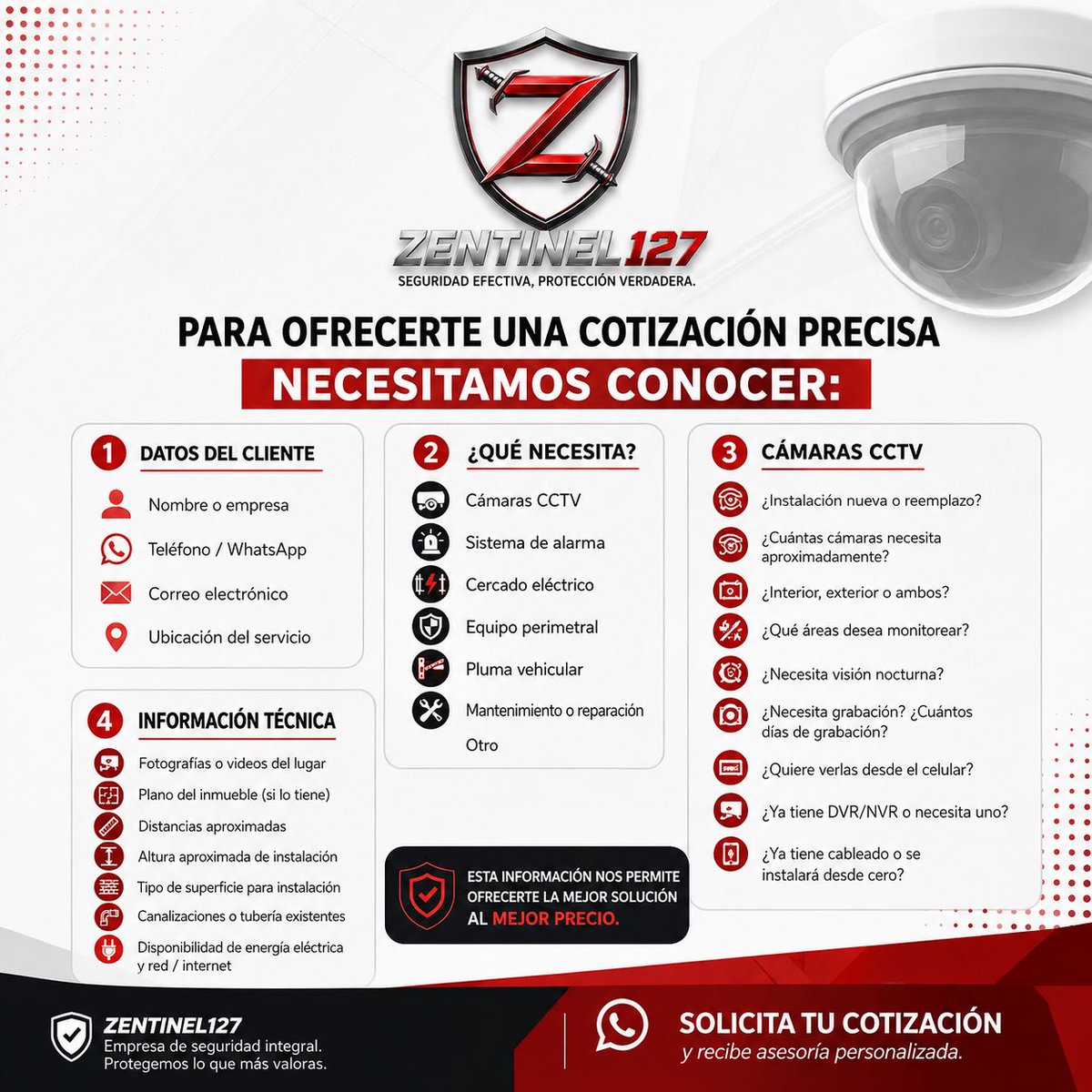 Zentinel127's tweet photo. 🔐 ¿Necesitas cotizar tu sistema de seguridad?Para ofrecerte una solución a la medida, necesitamos conocer tus necesidades y las características del lugar.
📹 CCTV | 🚨 Alarmas | ⚡ Cercado eléctrico | 🛡️ Equipo perimetral
📩https://t.co/sS04i35xOr https://t.co/R8OiZAQUP4