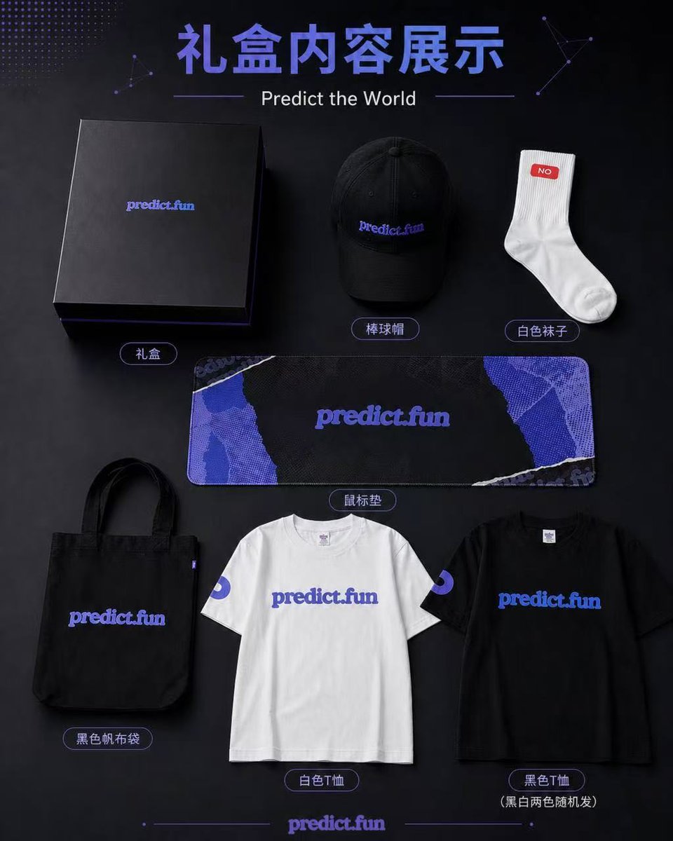 web4miko's tweet photo. 感谢 @predictdotfun 的支持，追加 5 套周边。
共 9 个交易所，共95 个中奖名额，很好听，很吉利，九五至尊嘛。

完整清单如下： 
5 个 币安 盲盒(币安仓库随机发) 
5 个 OKX 盲盒(OKX仓库随机发) 
5 个 Bitget 盲盒(Bitget仓库随机发) 
5 个 Gate vip出行礼包套装 
5 个 HTX 周边盲盒(HTX仓库随机发) 
5 套 Backpack 周边套装 
5 个 Kraken 海妖周边 
5 套 Stockcoin 周边套装 
5 套 predictdotfun 周边套装
500 美金（每人 10U x 50 位） 

非常感谢@binancezh，@okxchinese，@Bitget_zh，@Gate_zh，@HuobiGlobal，@krakenfx_ZH  ，@Backpack_CN，@stockcoinai ，@predictdotfun
的赞助支持。再次感谢。

所有盲盒周边，以交易所发出为准。追加的 5 套样式如下