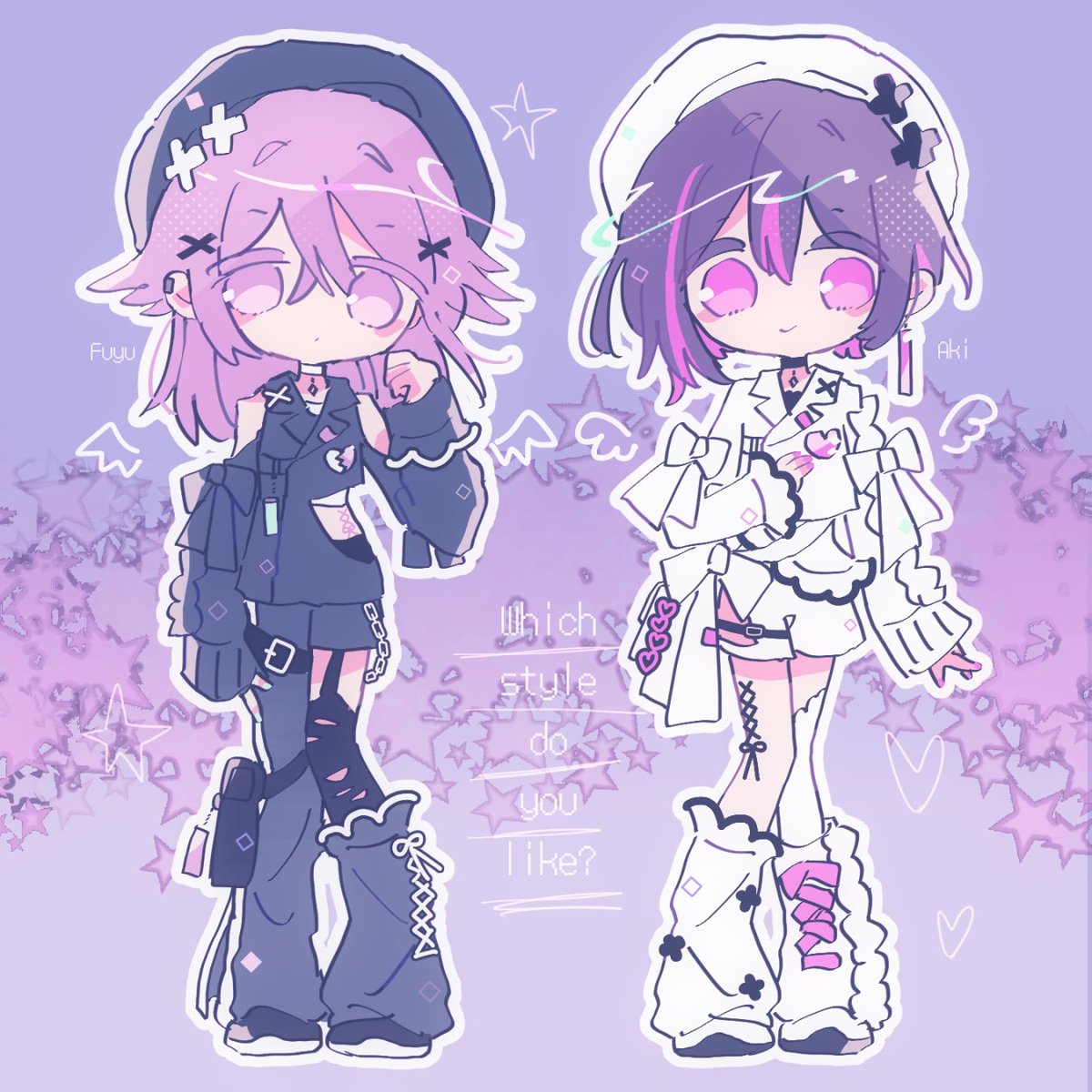 matz_no_e's tweet photo. どっちが好きですか？💜❤️
#oc #創作 #オリジナル https://t.co/L8eka158P2