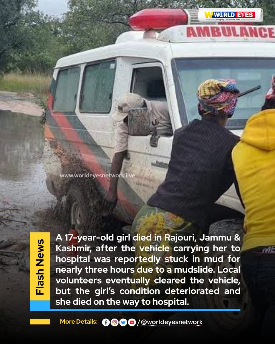 worldeyesnet's tweet photo. J&amp;K Horror: Mudslide Delays Hospital Journey, 17-Year-Old Dies

#Rajouri #JammuKashmir #Mudslide #RoadBlock #HealthcareCrisis #RoadConnectivity #GMCRajouri #BreakingNews #JammuKashmirNews #IndiaNews #GroundReport #WorldEyes https://t.co/Ez5hO4rzPg