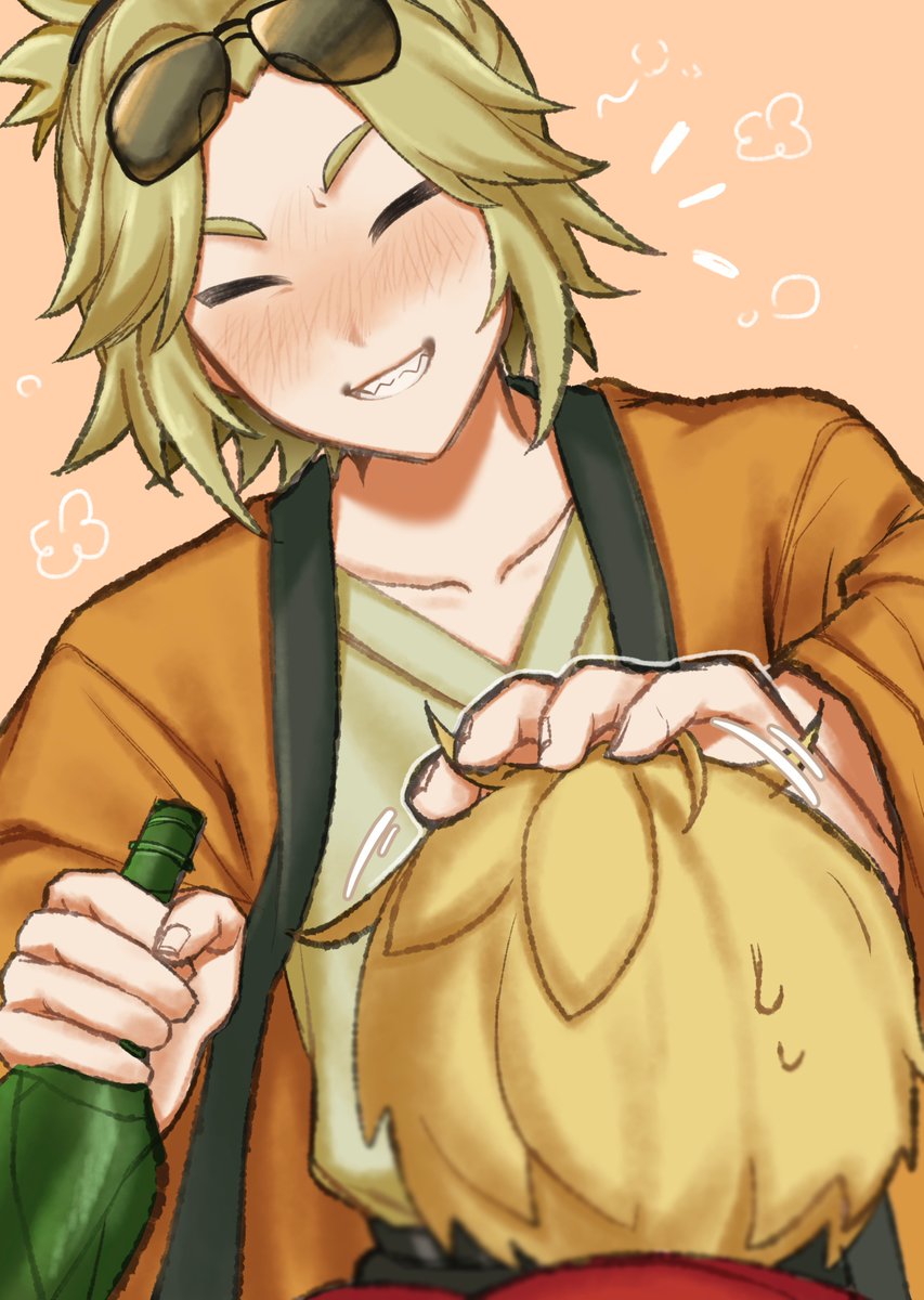 Negi_masima's tweet photo. 酔っ払ってご機嫌に頭を撫でてくるキスケ
#ほの暮しの庭 https://t.co/dyoFRXPyOh