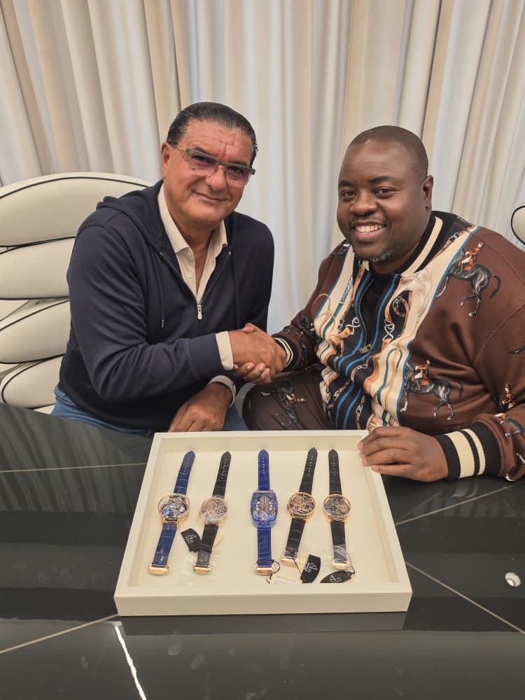 ZamakonkeK's tweet photo. Businessman Wicknell Chivayo met Jacob Arabo, founder of Jacob & Co, in Geneva. He commended the brand’s excellence and global reputation, noted its clientele including Ronaldo and Neymar, announced the acquisition of five new timepieces, and expressed anticipation for the upcoming "Godfather 2" launch.

#WicknellTheLegend