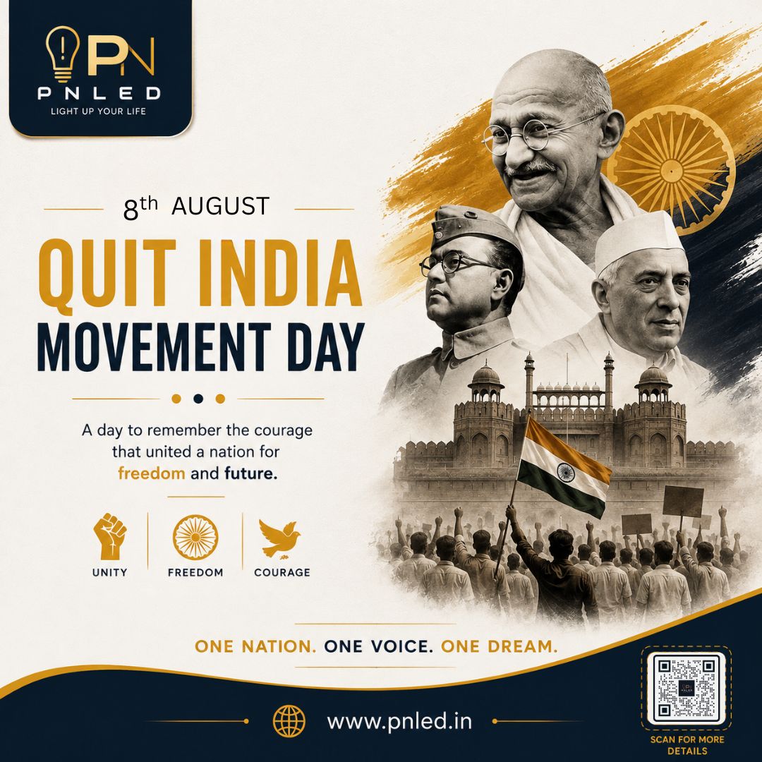 PNLed_Lights's tweet photo. On Quit India Movement Day, we honor the courage and sacrifice of the freedom fighters who united India with one powerful callโDo or Die. ๐ฎ๐ณTheir legacy continues to inspire generations.
#QuitIndiaMovement #August8 #Freedom #India #PNLED https://t.co/K1hsweKpGg