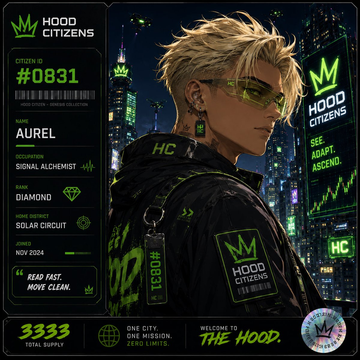 HoodCitizens's tweet photo. Hood Citizens is coming next week on @opensea 

Mint date &amp; all details will be announced at monday.

We'll be giving out a few GTD spots.  (free mint)
Like, RT &amp; submit your EVM address below.  👇 https://t.co/gSj4T22os4