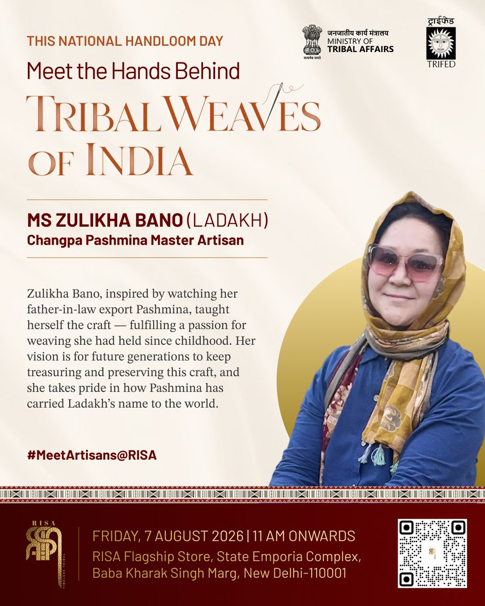 risatimeless's tweet photo. Proud to honour the artisans whose skill, creativity, and generations-old traditions continue to weave India's cultural legacy.

#RISA #TimelessTribal #TRIFED #Handloom #Handcrafted #Vocal4Local #BuyTribal #SupportArtisans #TribalTextiles #TribalArtisans #HandcraftedHeritage https://t.co/hDCsbsZYLF