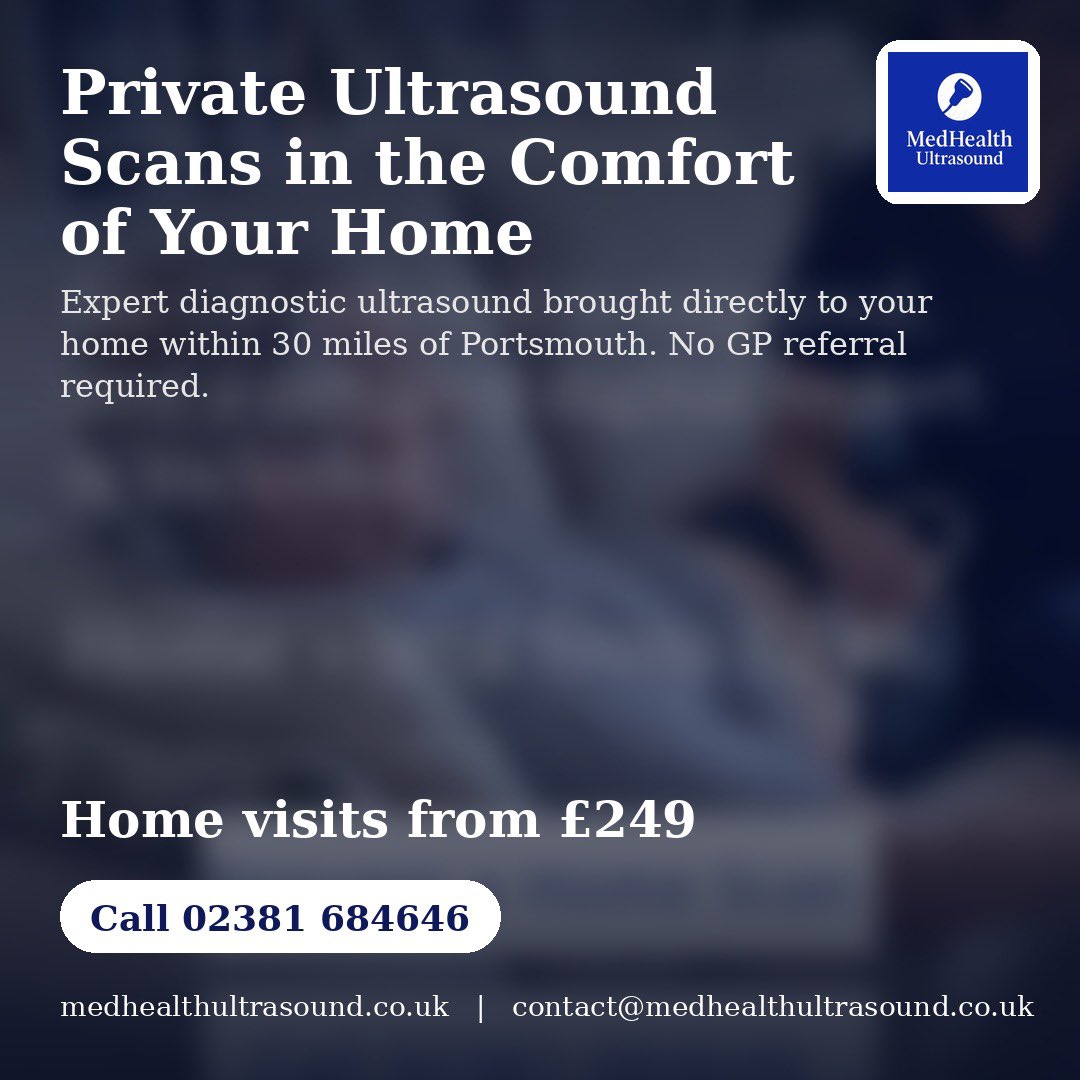 MedhealthU's tweet photo. Comfort meets care — private ultrasound scans, brought straight to your door. No GP referral needed, just expert diagnostics in a space you feel at home in.

📍 Within 30 miles of Portsmouth
💷 Home visits from £249
📞 Call 02381 684646 to book

#PrivateHealthcare #Homevisit https://t.co/FinHDa69kQ