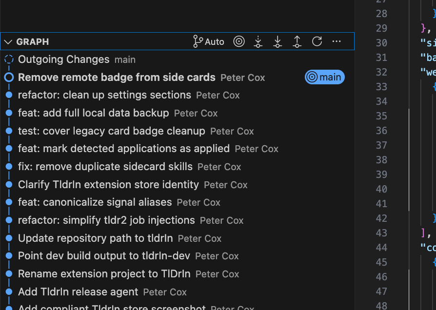 peter_cox36232's tweet photo. @DavidKPiano These days I just modify the personalization thing so it does it in a single step without me asking. 

If I really care about whats being committed this feature in VSC is great. Would have been useful a while ago pre-AI if I bothered to research it https://t.co/NuogXJLGY7