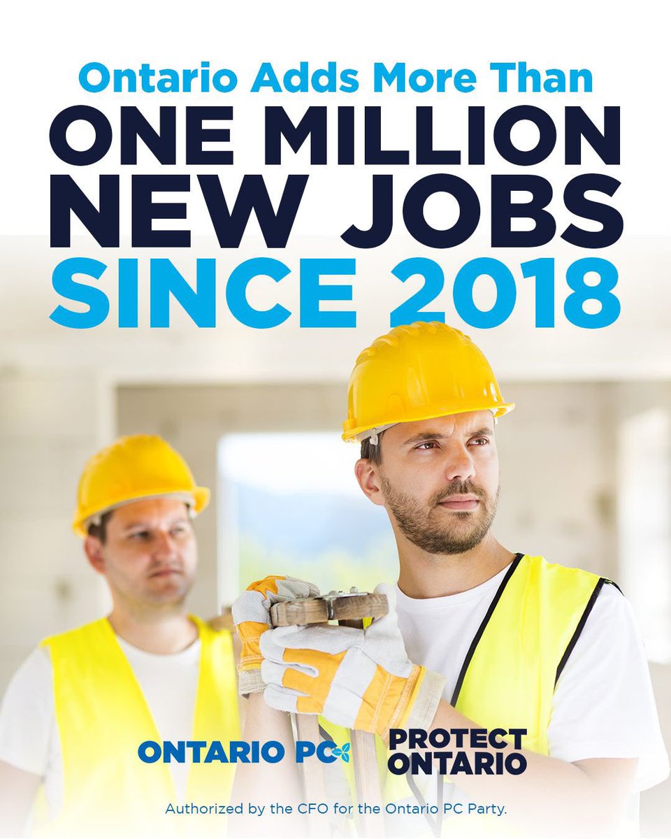 OntarioPCParty's tweet photo. 52,000 new jobs in July. More than one million since 2018.

Our plan to protect Ontario jobs is delivering more opportunities for workers and families.

And we’ll keep working to protect your job, your paycheque and your family’s future.

Read more: https://t.co/W4wkZ6WegB https://t.co/gabaJ3F11H