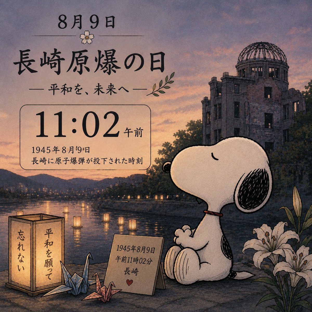 Snoopy198961's tweet photo. 1945年8月9日 — 午前11時02分。
一瞬、時間が止まった。けれど、その傷跡は永遠に残り続ける。
長崎を忘れない。🕊️
平和を願って。🤍 https://t.co/d6GDbTRCxt