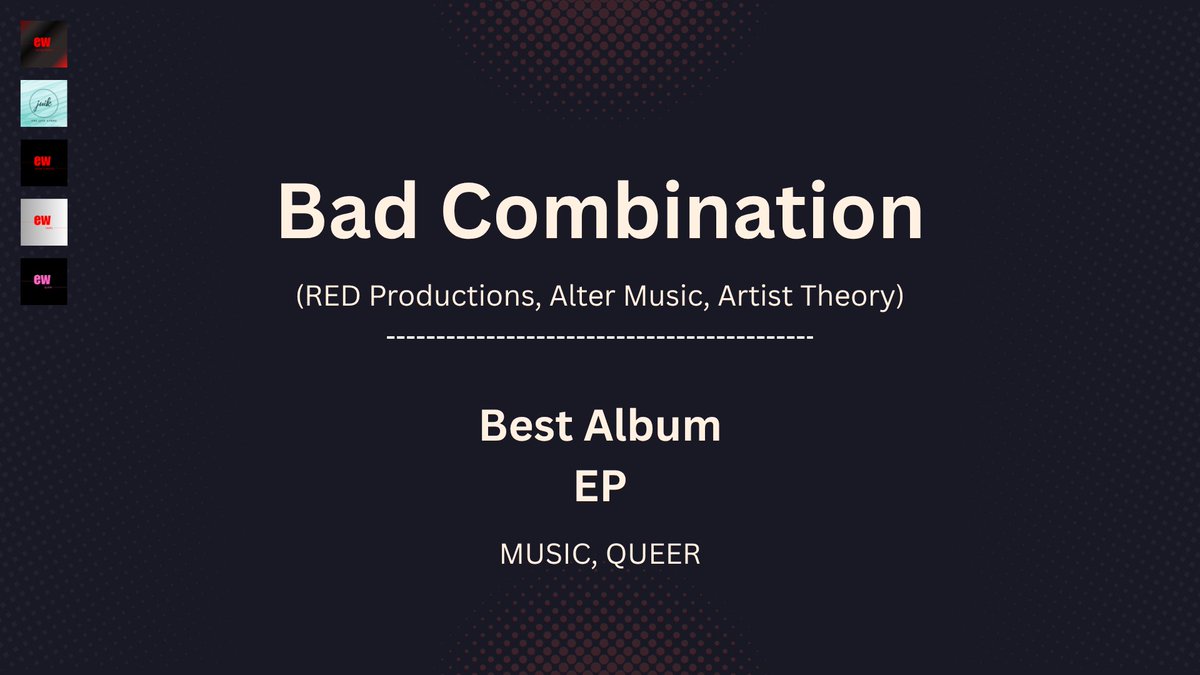 enzer_tweets's tweet photo. #EWRecognitions (2026) >>> - #Winner #Music #Queer #BestAlbumEP:
Bad Combination #BadCombination, RED Productions, Alter Music, Artist Theory, Ruth B. ( @itsruthb ) https://t.co/29W3uWIyhx