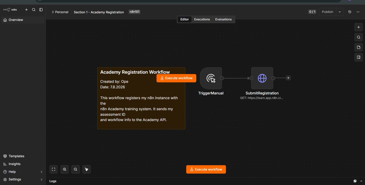opewebstudio's tweet photo. into n8n and AI automation... practiced creating and organizing workflows, connecting nodes, configuring parameters, executing workflows, and checking outputs.

#n8n #AIAutomation #BuildInPublic https://t.co/XbLUmlLuTZ