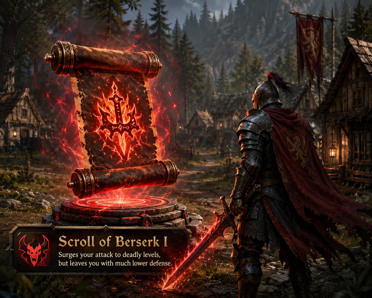 bayere369's tweet photo. Scroll of Berserk I in @4thekingdom_xyz  game

Surges your attack to deadly levels, but leaves you with much lower defense. https://t.co/ELYhkxGkvn
