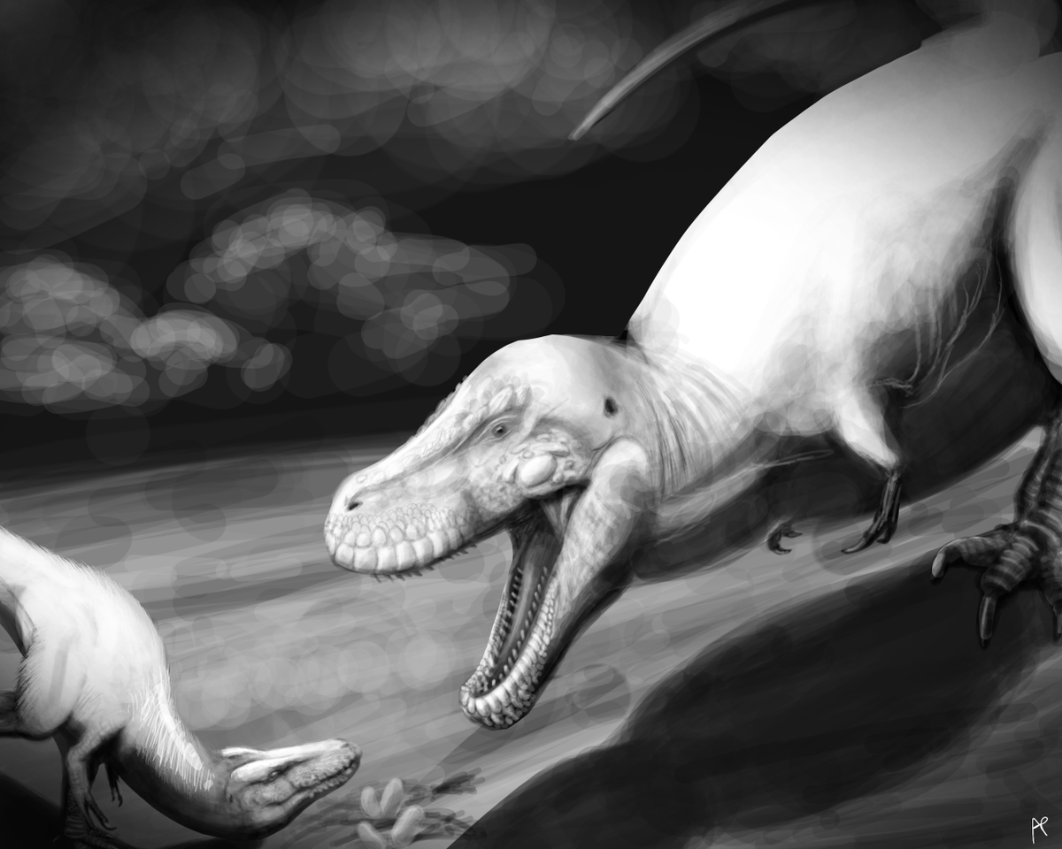 Imakethingshere's tweet photo. Tyrannosaurus and Nanotyrannus
#art #paleoart #dinosaurs https://t.co/5SO3jzgfOK