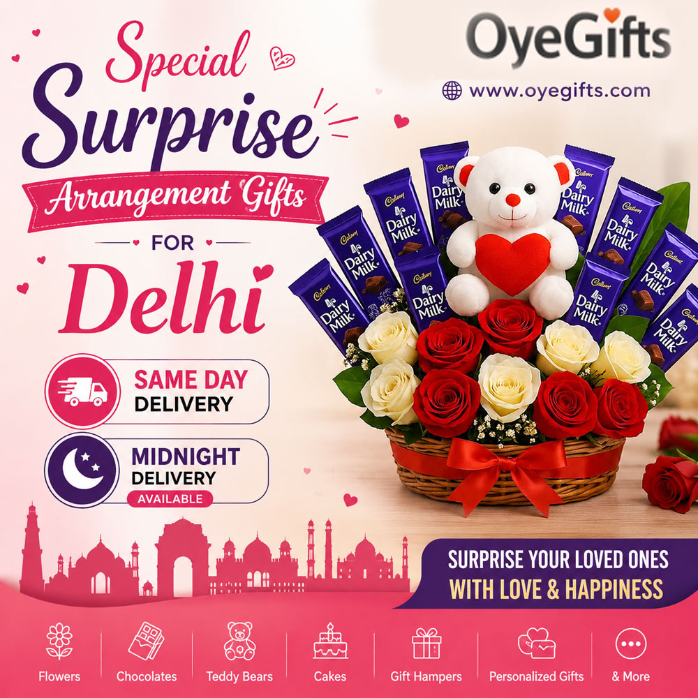 oyegifts's tweet photo. Looking for a special surprise gift in Delhi? Send a beautiful arrangement of 🌹roses, 🍫chocolates &🧸teddy bears with OyeGifts!
✨Same Day Delivery
🌙Midnight Delivery Available
🌐 https://t.co/sCpYZnUCKy
#OyeGifts #DelhiGifts #SameDayDelivery #MidnightDelivery #SurpriseGift https://t.co/T5ZRn1dPtN