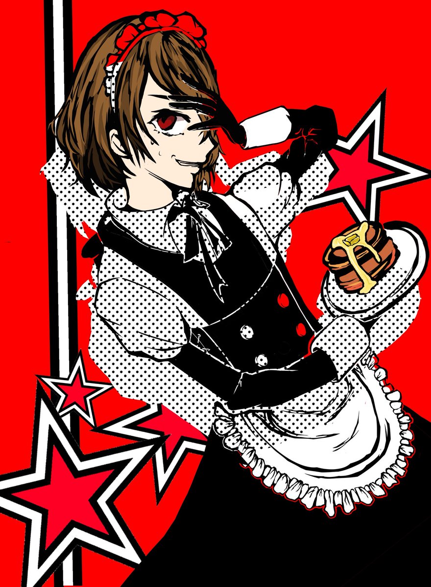 kiitigo26409's tweet photo. メイド服でパンケーキを運ばされるﾊﾟｹﾁの図
#ペルソナ5
#P5
#P5R https://t.co/6SAvEhXuj4